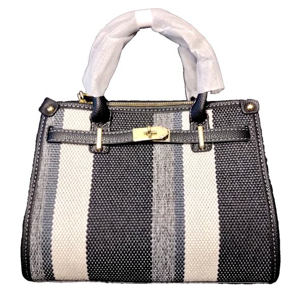 TRBSXRT Handbags - TRBSXRT Cloth Clash Color Bag for Women, Large Capacity Striped Designer Handbag